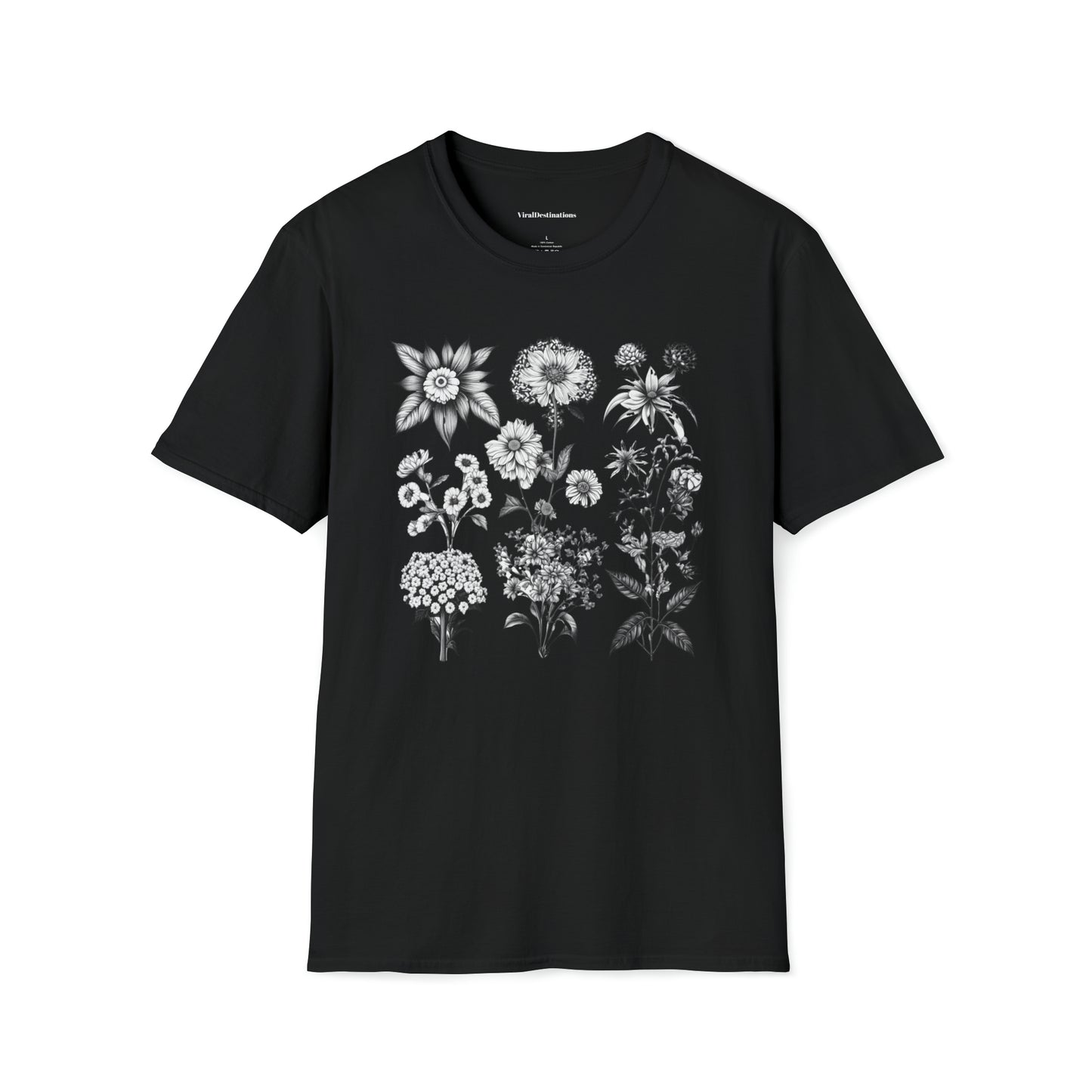 Vintage Drawing Floral Combo Lifestyle Trending Unisex Soft T-Shirt by ViralDestinations