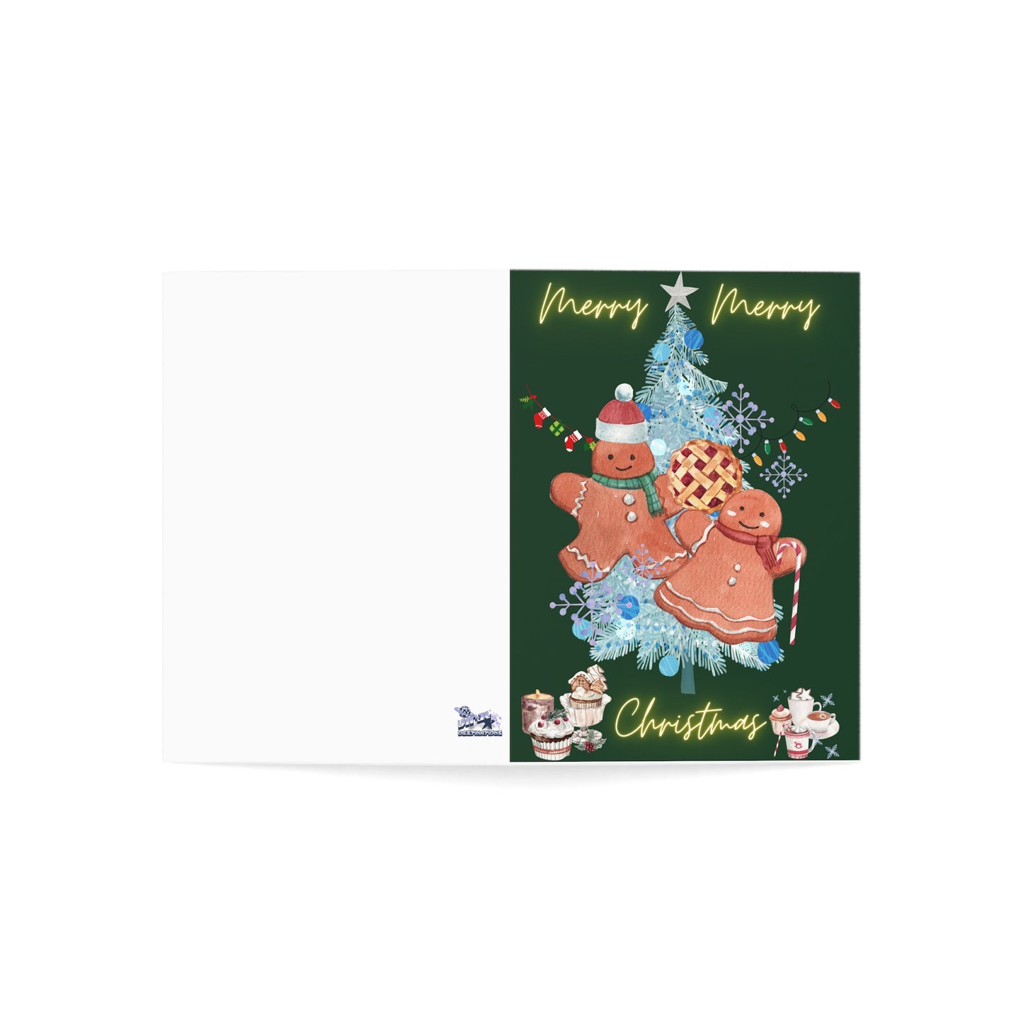 Merry Merry Christmas Holiday Greeting Cards 10pcs w/ envelopes by ViralDestinations - green