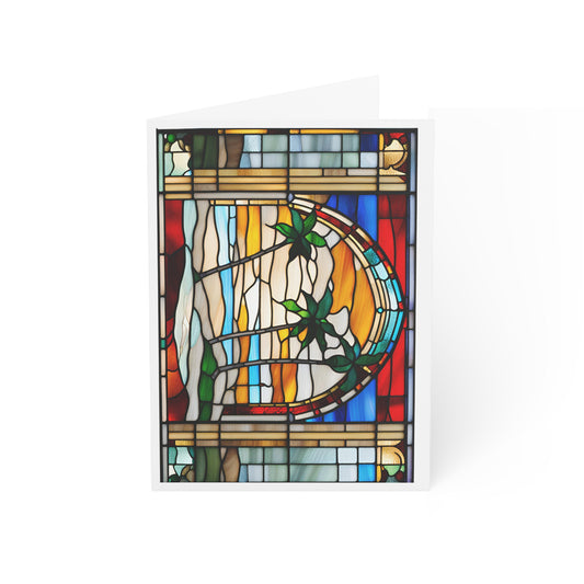 Christmas Thanksgiving Holidays Palm Tree Greeting Cards Tiffany Studio Style w/ envelopes by The Art Shop