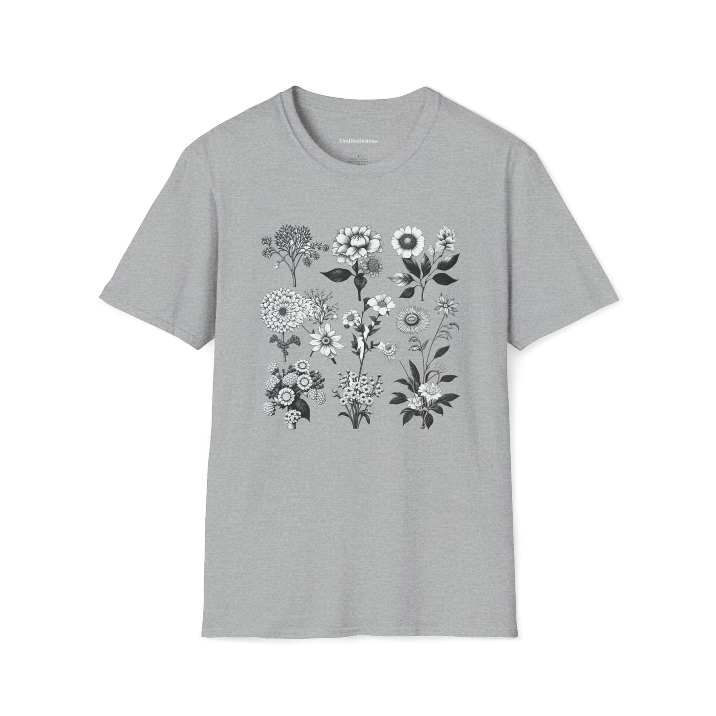 Vintage Drawing Floral Combo Lifestyle Trending Unisex Soft T-Shirt by ViralDestinations