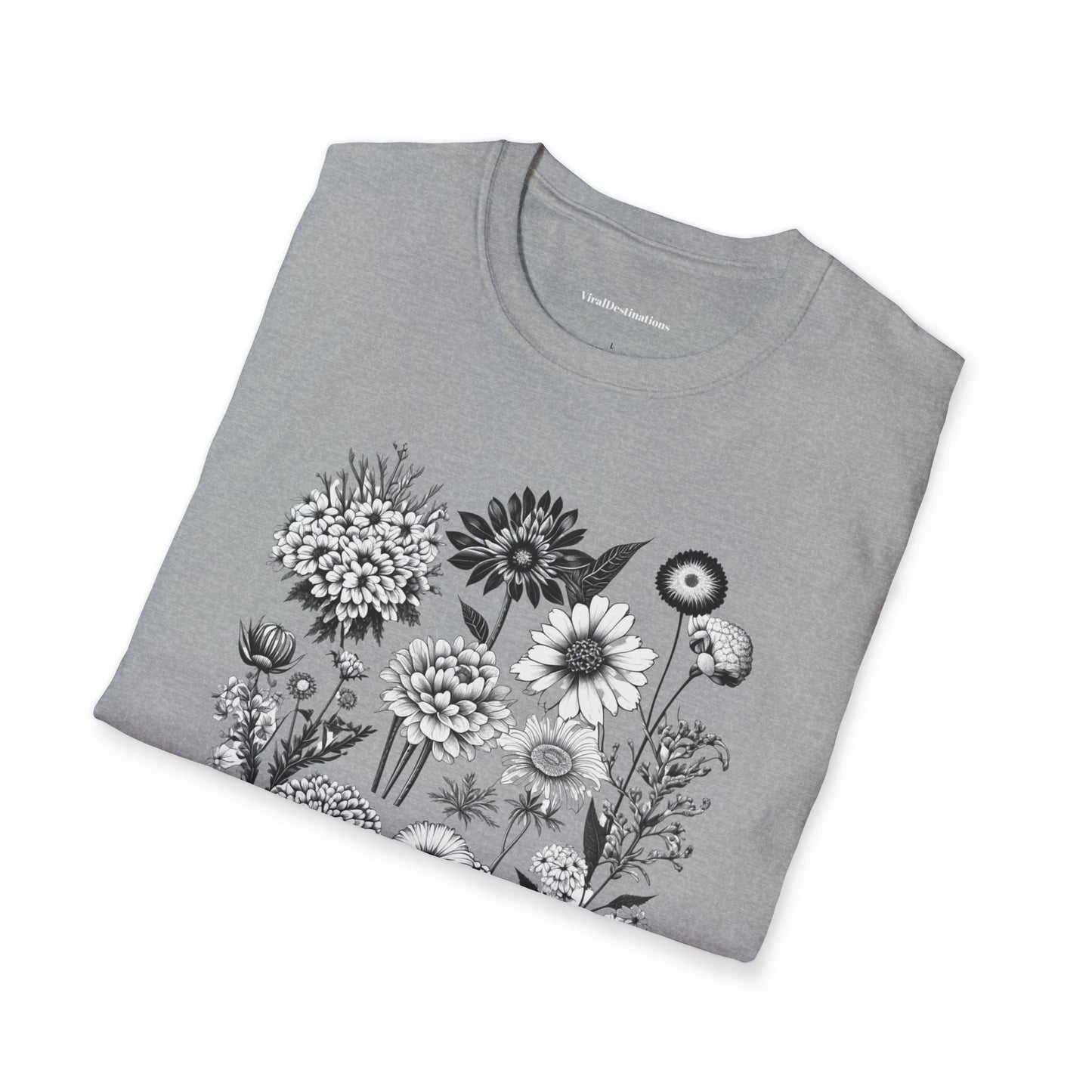 Vintage Drawing Floral Combo Lifestyle Trending Unisex Soft T-Shirt by ViralDestinations