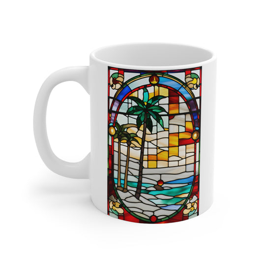 Christmas in Florida Tiffany's Studio Style Ceramic Mug by ViralDestinations - Collectible Art at your hands