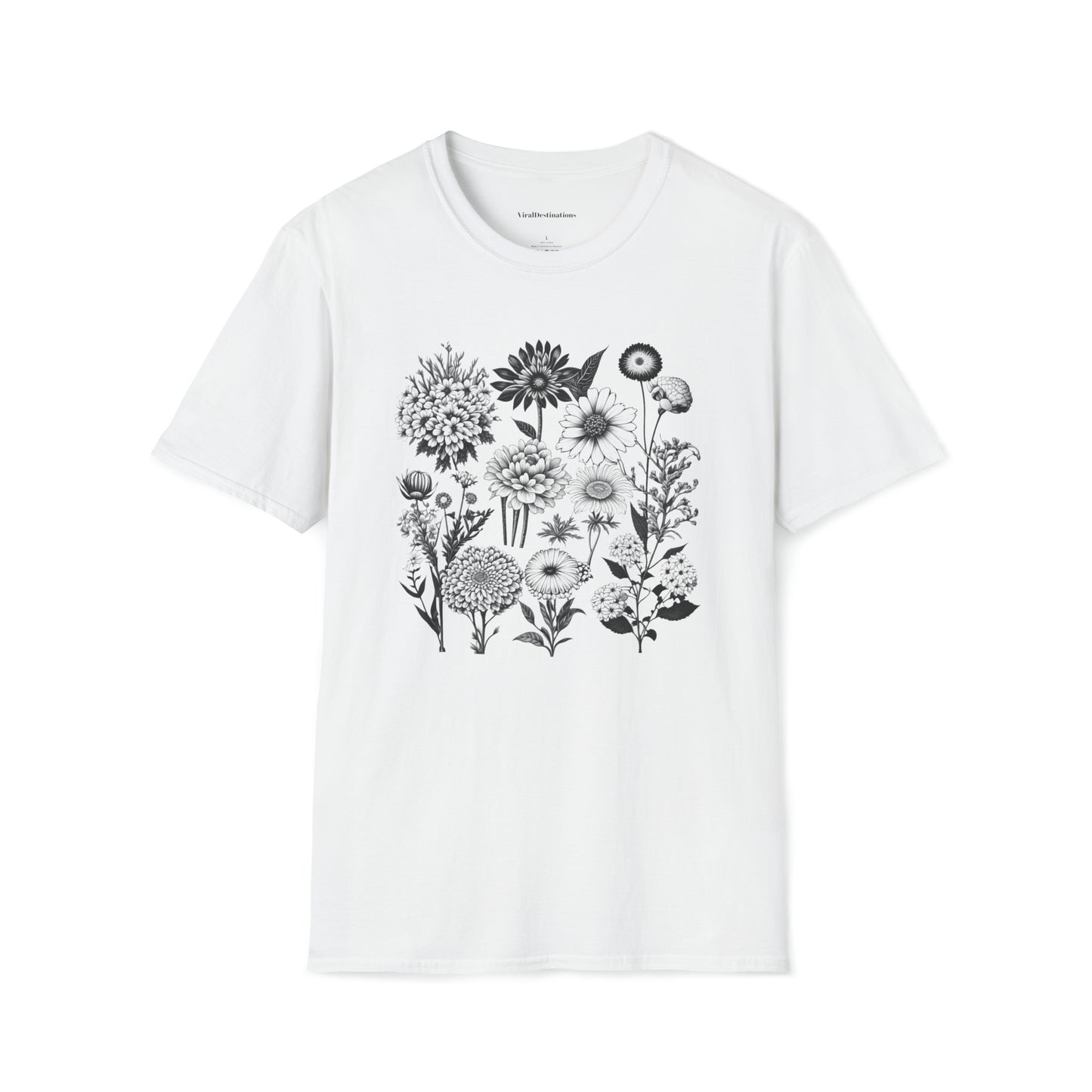 Vintage Drawing Floral Combo Lifestyle Trending Unisex Soft T-Shirt by ViralDestinations