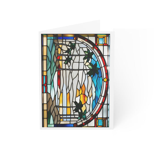Christmas Thanksgiving Holidays Beach Sunset Greeting Cards Tiffany Studio Style w/ envelopes by The Art Shop