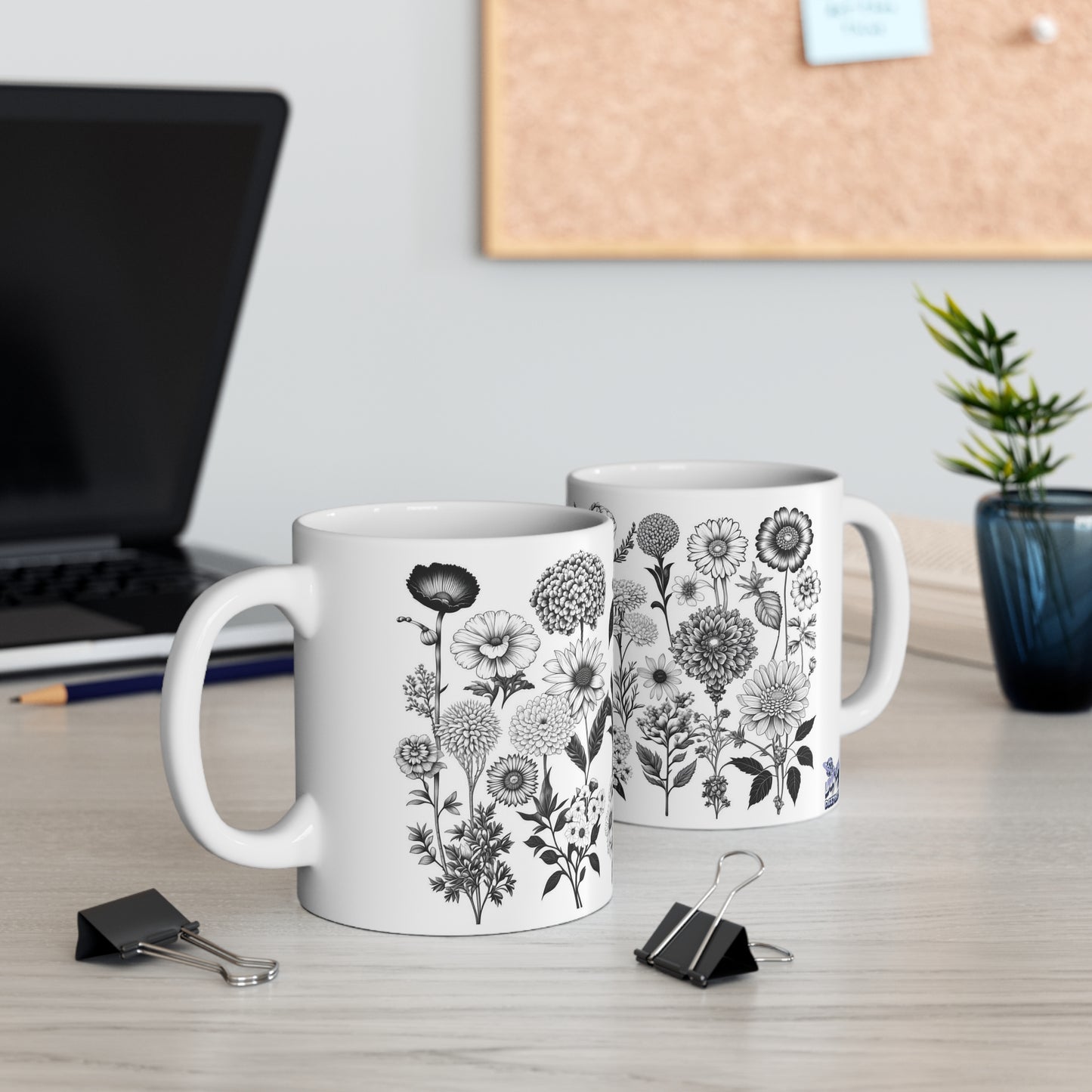 Floral Forest Vintage Drawing Ceramic Mug by ViralDestinations