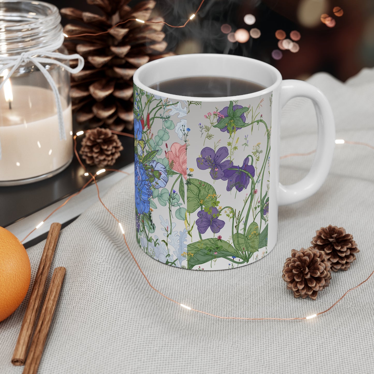 Botanical Floral Silhouette Ceramic Mug by ViralDestinations™