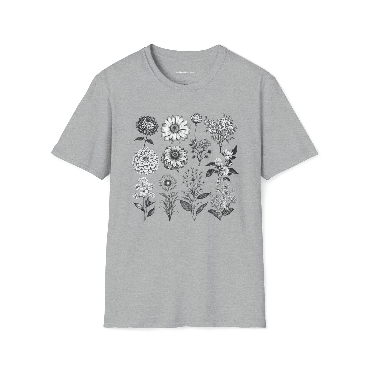 Vintage Drawing Floral Combo Lifestyle Trending Unisex Soft T-Shirt by ViralDestinations