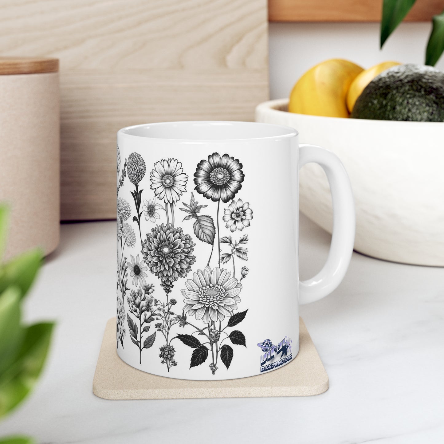 Floral Forest Vintage Drawing Ceramic Mug by ViralDestinations