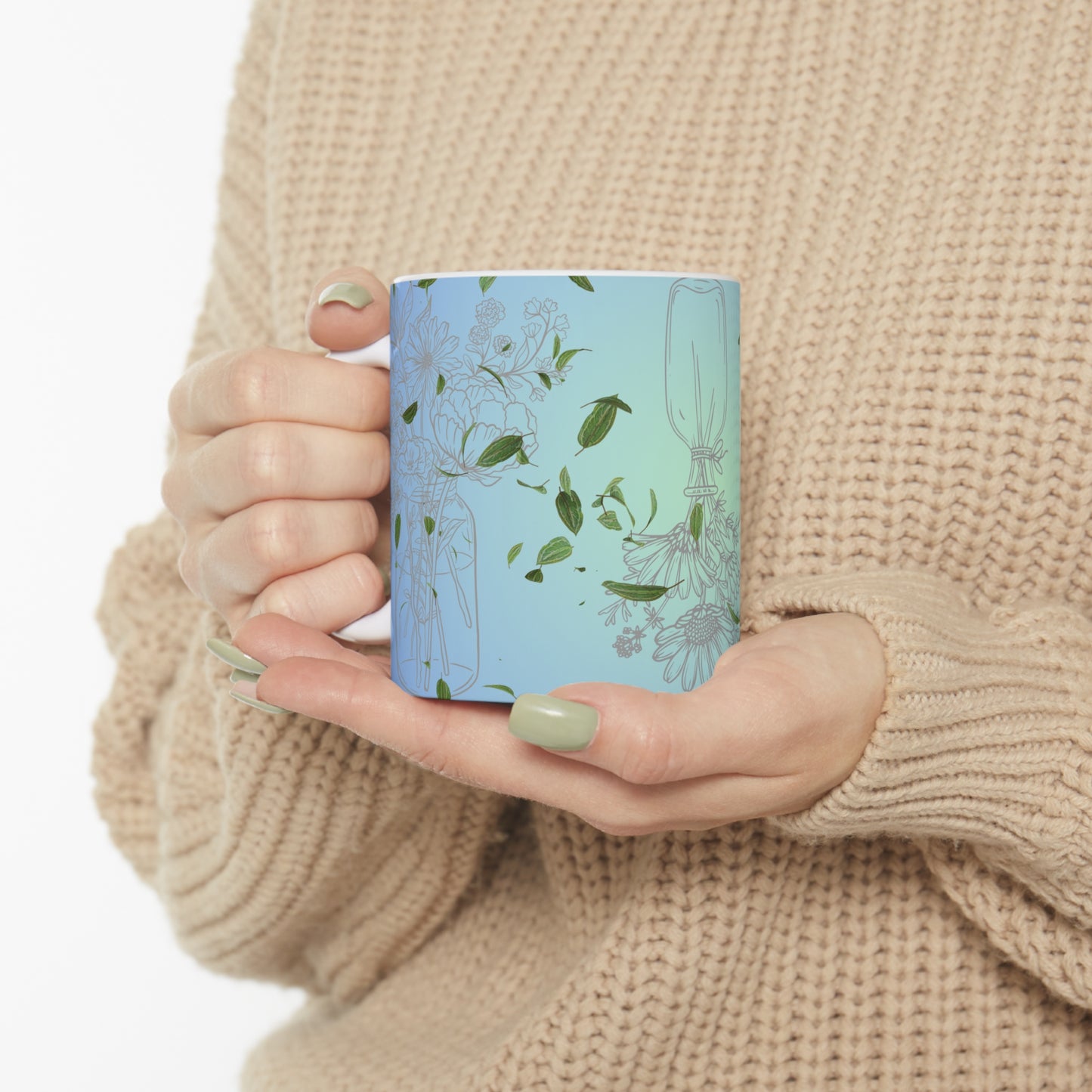 Trio Fun Vases & Flying Leaves Ceramic Mug by ViralDestinations™