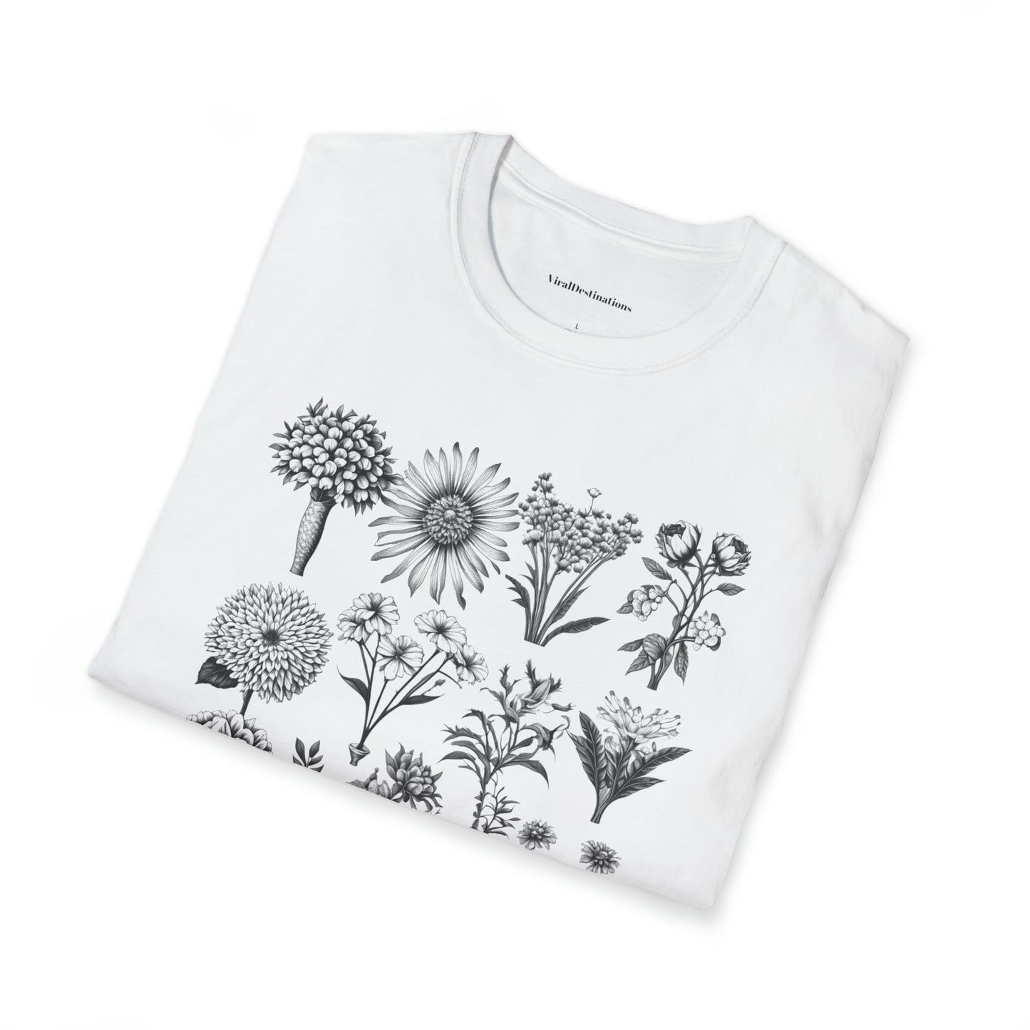 Vintage Drawing Floral Combo Lifestyle Trending Unisex Soft T-Shirt by ViralDestinations