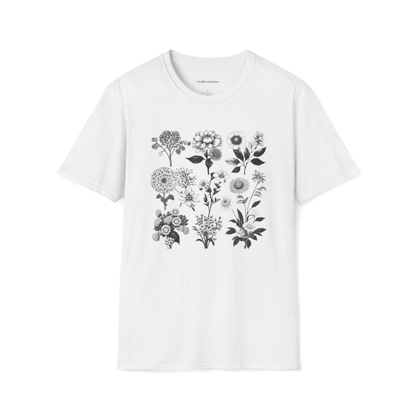 Vintage Drawing Floral Combo Lifestyle Trending Unisex Soft T-Shirt by ViralDestinations