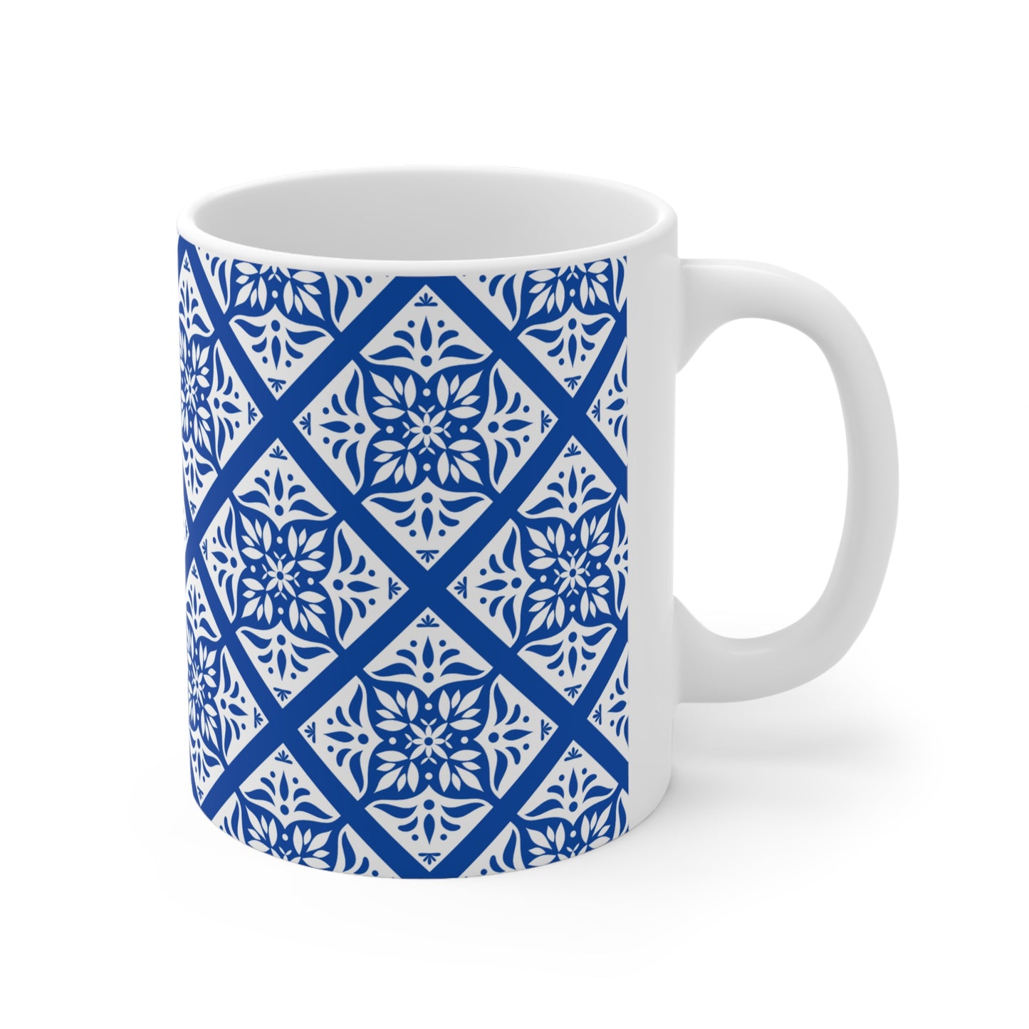 Delft Blue Floral Patterned Interior Decor Still Life Premium Quality Ceramic Mug