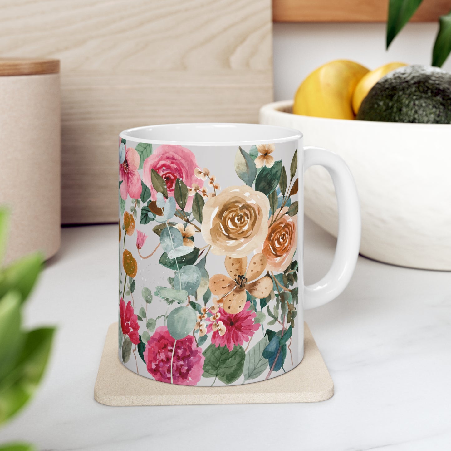 Floral Watercolor with Glitters Ceramic Mug by ViralDestinations™