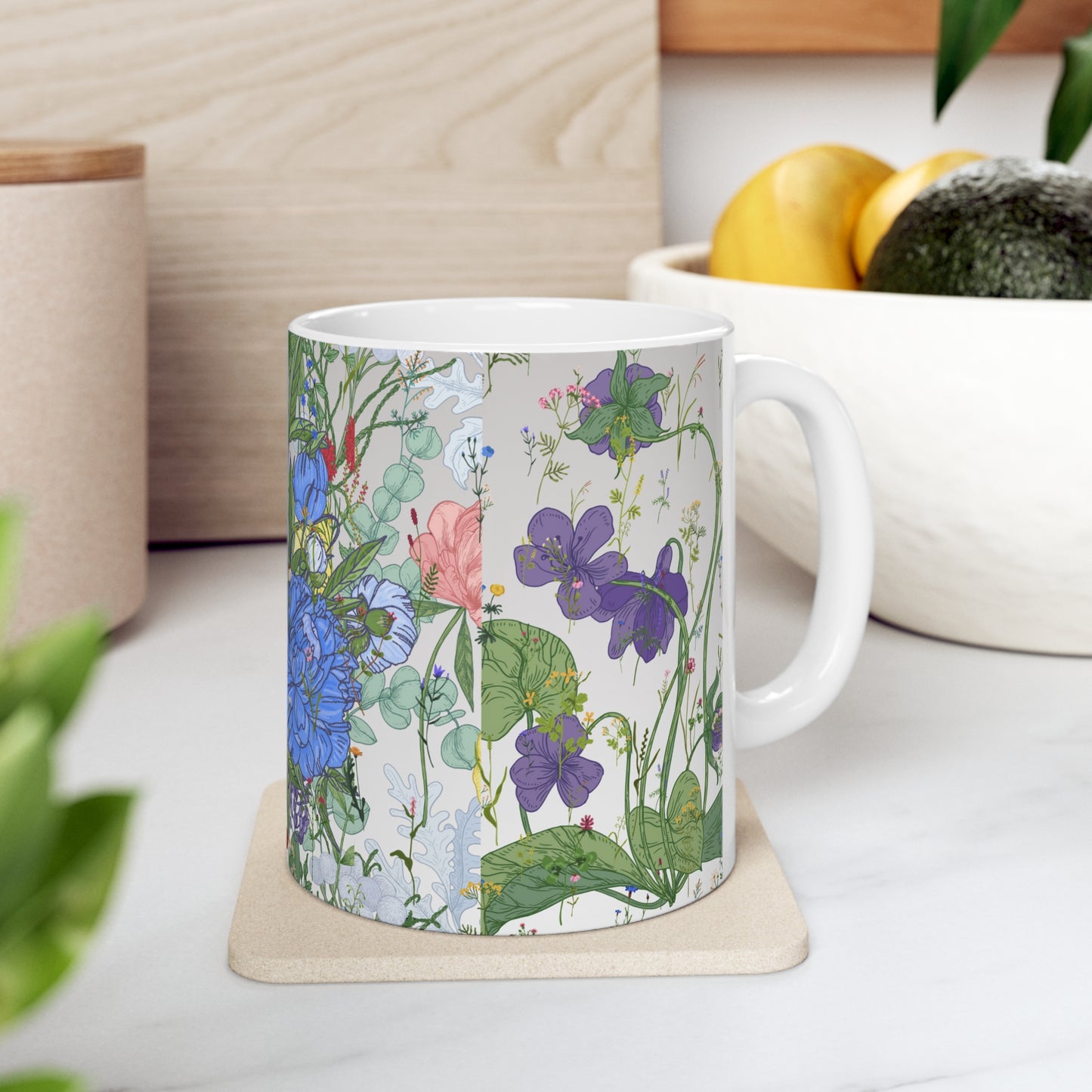 Botanical Floral Silhouette Ceramic Mug by ViralDestinations™