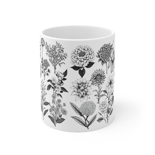 Floral Forest Vintage Drawing Ceramic Mug by ViralDestinations