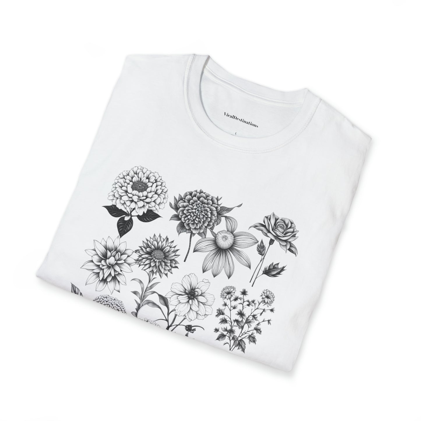 Vintage Drawing Floral Combo Lifestyle Trending Unisex Soft T-Shirt by ViralDestinations