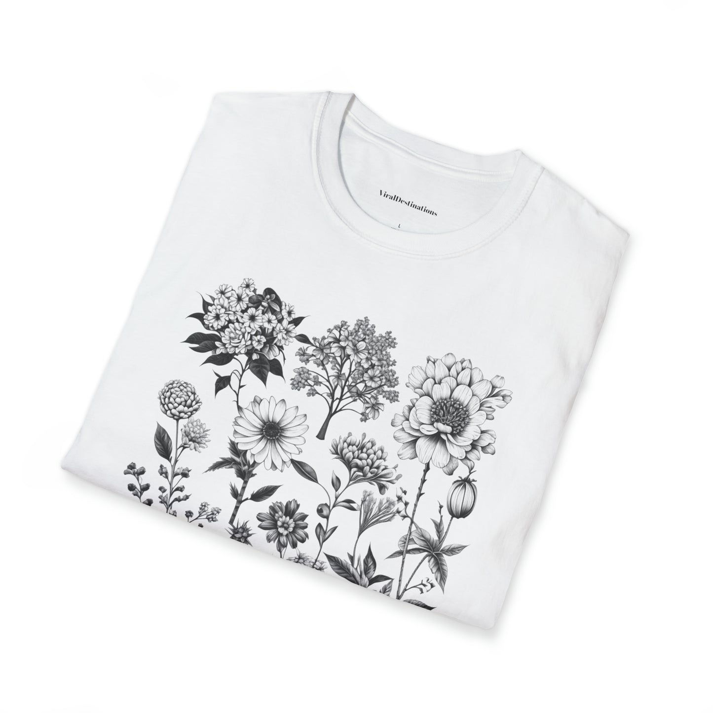 Vintage Drawing Floral Combo Lifestyle Trending Unisex Soft T-Shirt by ViralDestinations