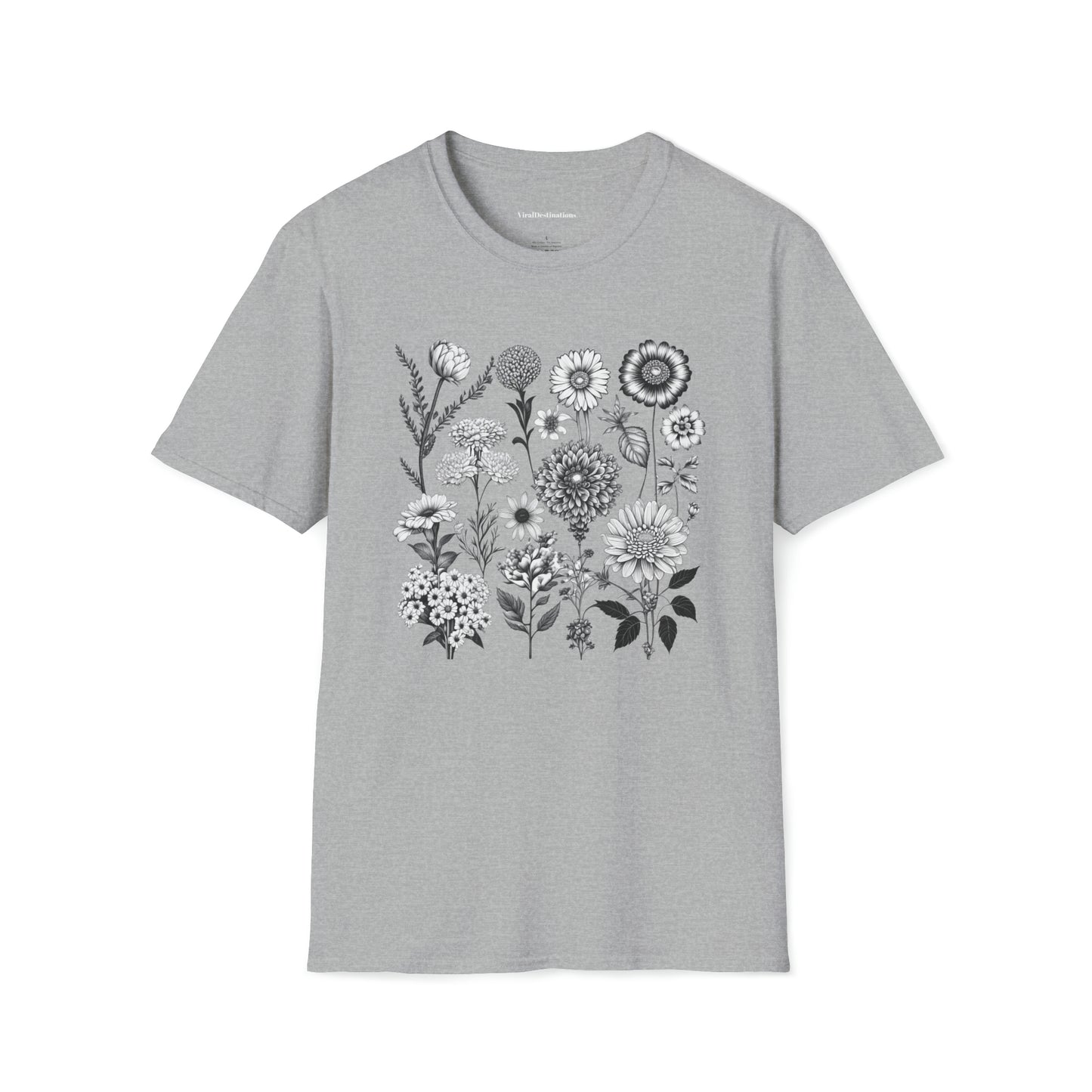 Vintage Drawing Floral Combo Lifestyle Trending Unisex Soft T-Shirt by ViralDestinations