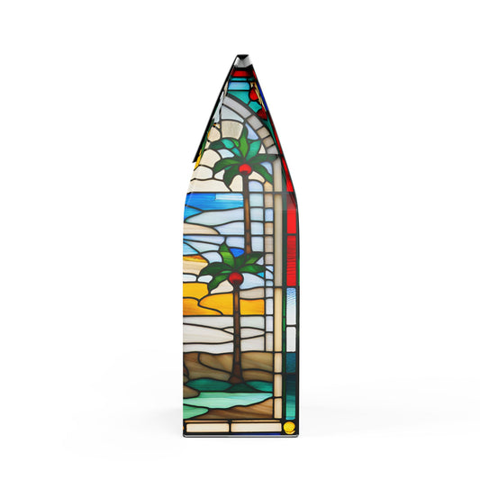 ArtEXB Decaf Coffee Blend Tiffany Glass Studio Design Palm Tree Lake Scene
