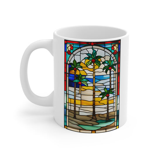 Christmas in Florida Tiffany's Studio Style Ceramic Mug by ViralDestinations - Collectible Art at your hands