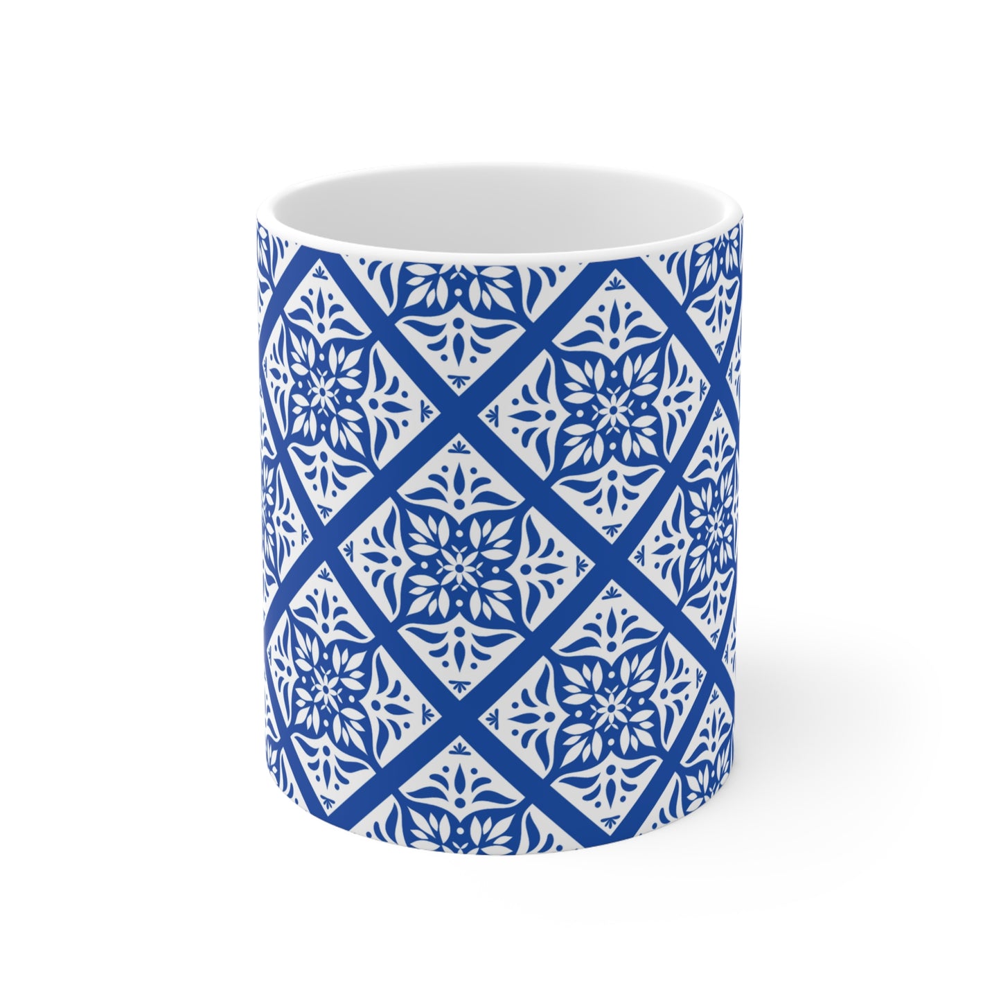 Delft Blue Floral Patterned Interior Decor Still Life Premium Quality Ceramic Mug