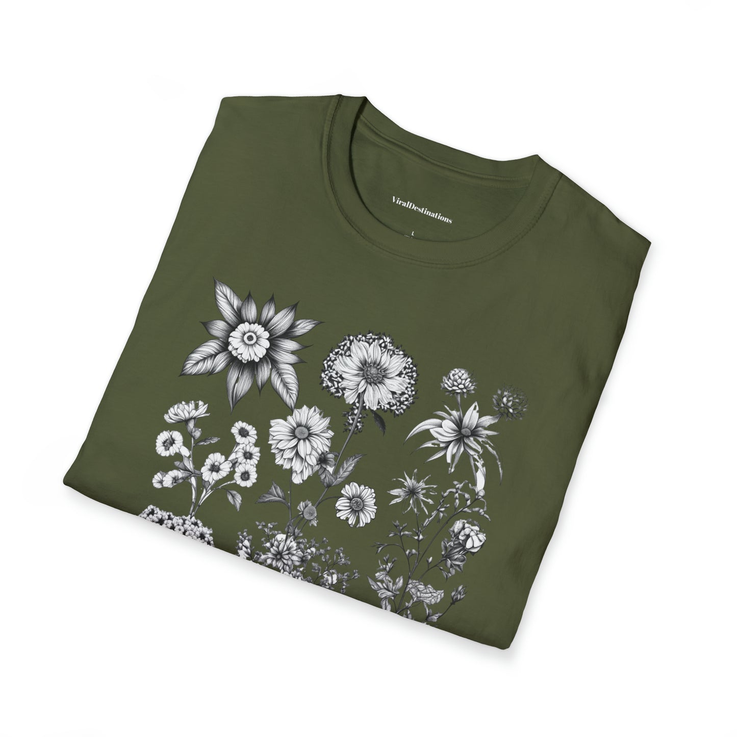 Vintage Drawing Floral Combo Lifestyle Trending Unisex Soft T-Shirt by ViralDestinations