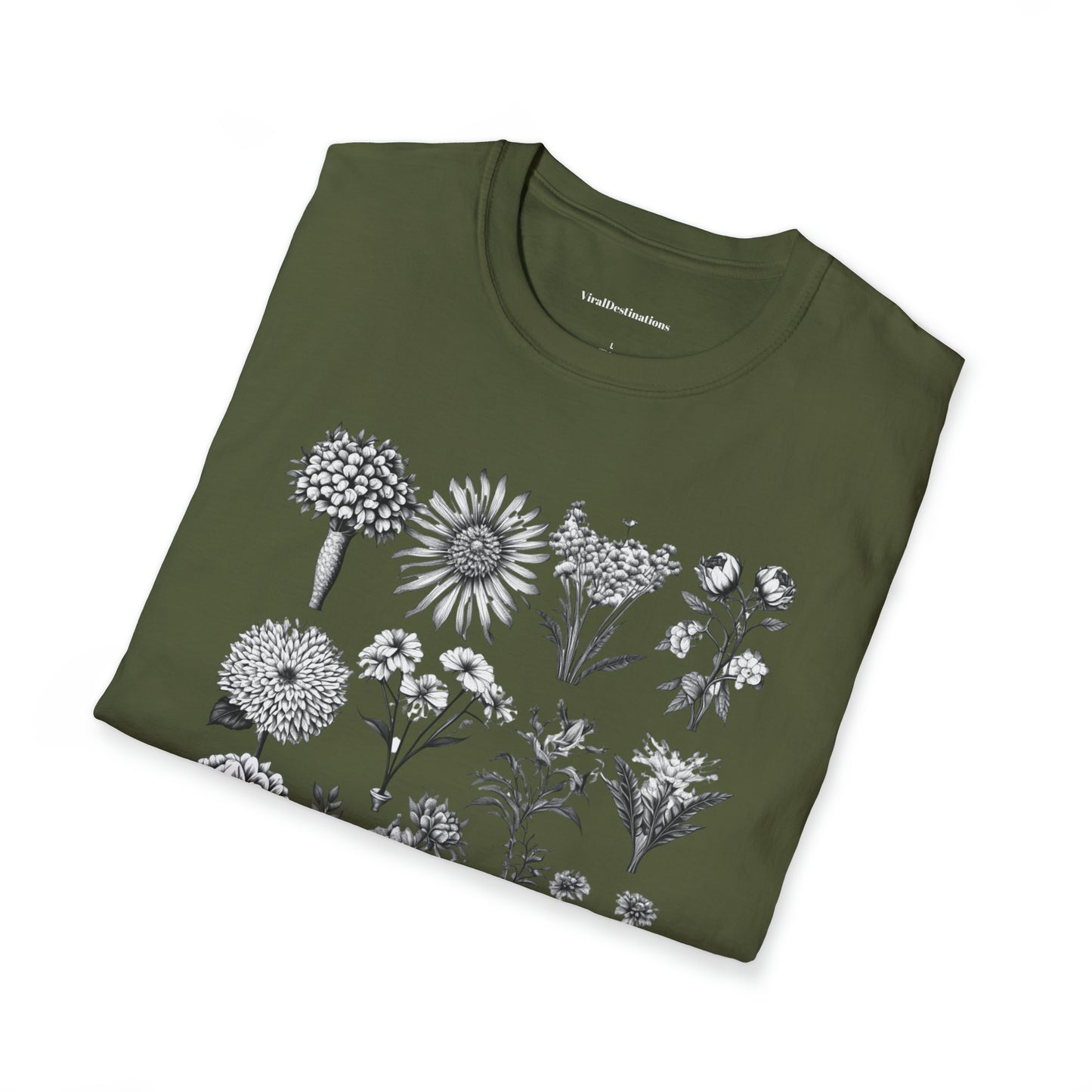 Vintage Drawing Floral Combo Lifestyle Trending Unisex Soft T-Shirt by ViralDestinations