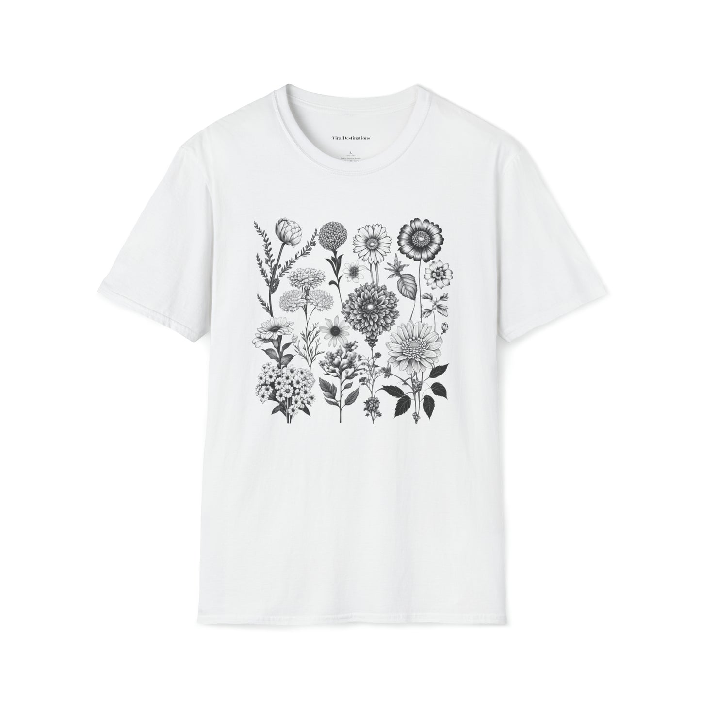 Vintage Drawing Floral Combo Lifestyle Trending Unisex Soft T-Shirt by ViralDestinations