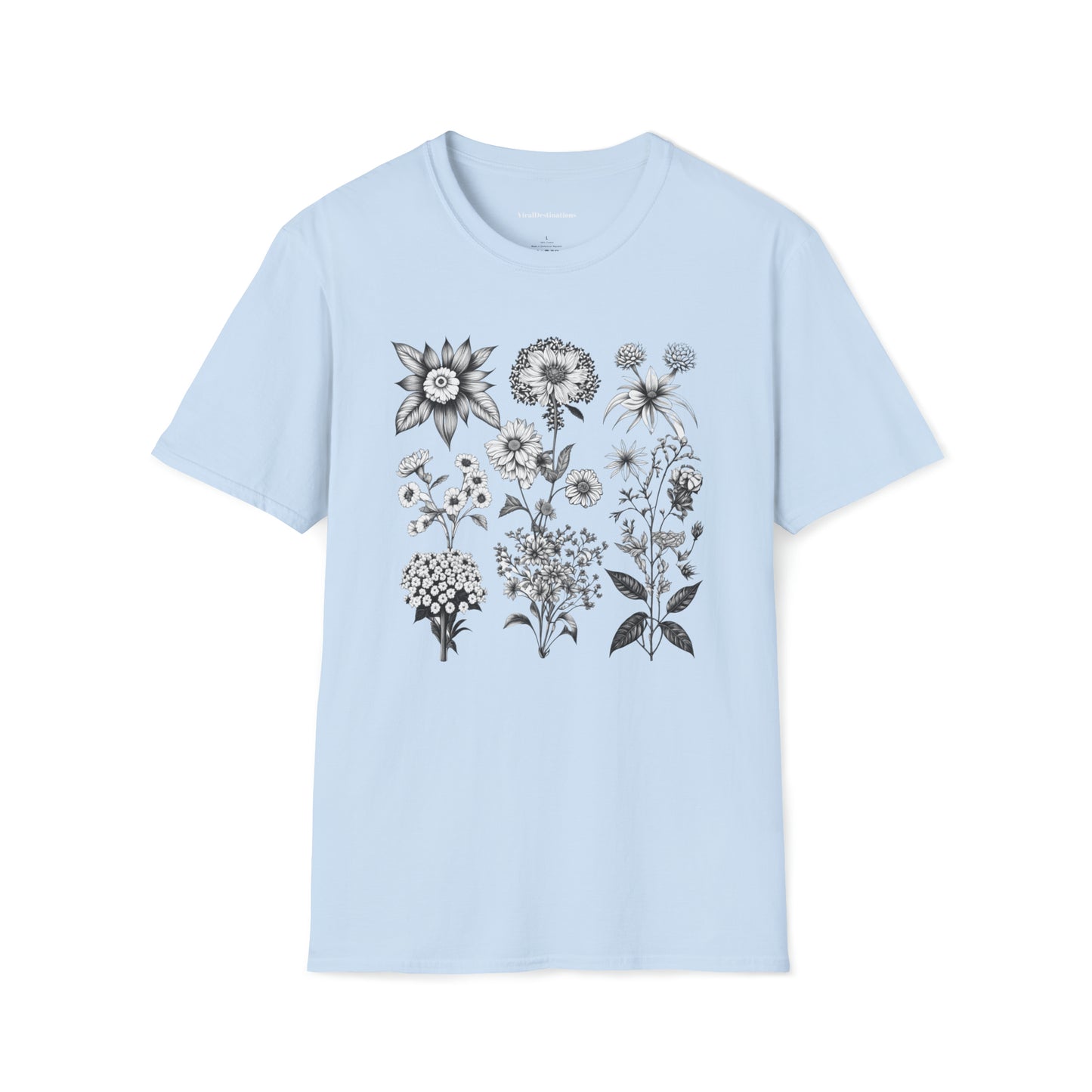 Vintage Drawing Floral Combo Lifestyle Trending Unisex Soft T-Shirt by ViralDestinations