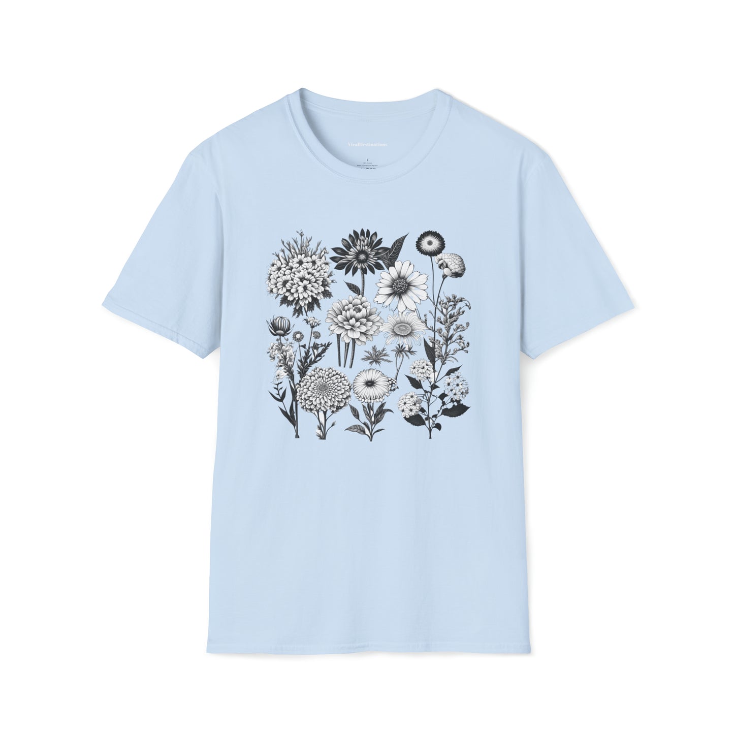 Vintage Drawing Floral Combo Lifestyle Trending Unisex Soft T-Shirt by ViralDestinations