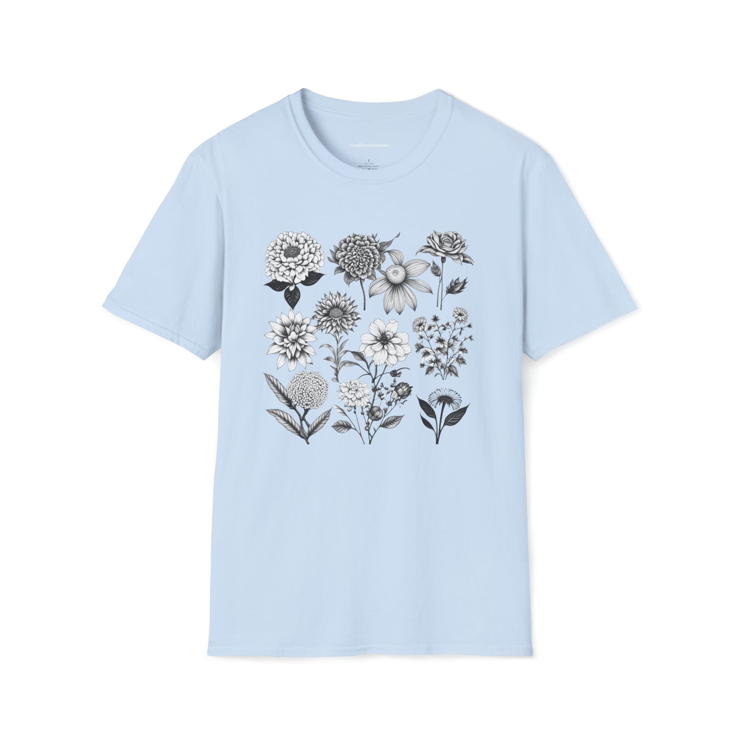 Vintage Drawing Floral Combo Lifestyle Trending Unisex Soft T-Shirt by ViralDestinations