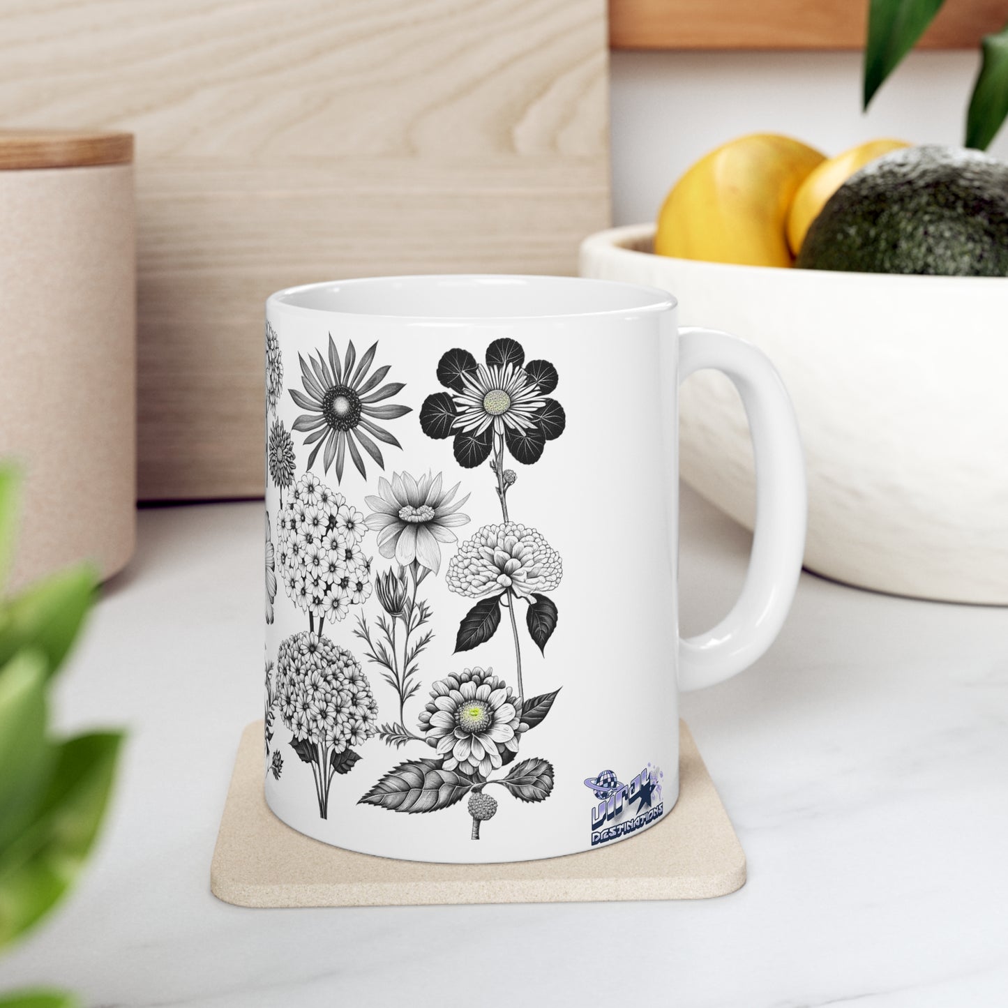 Floral Forest Vintage Drawing Ceramic Mug by ViralDestinations