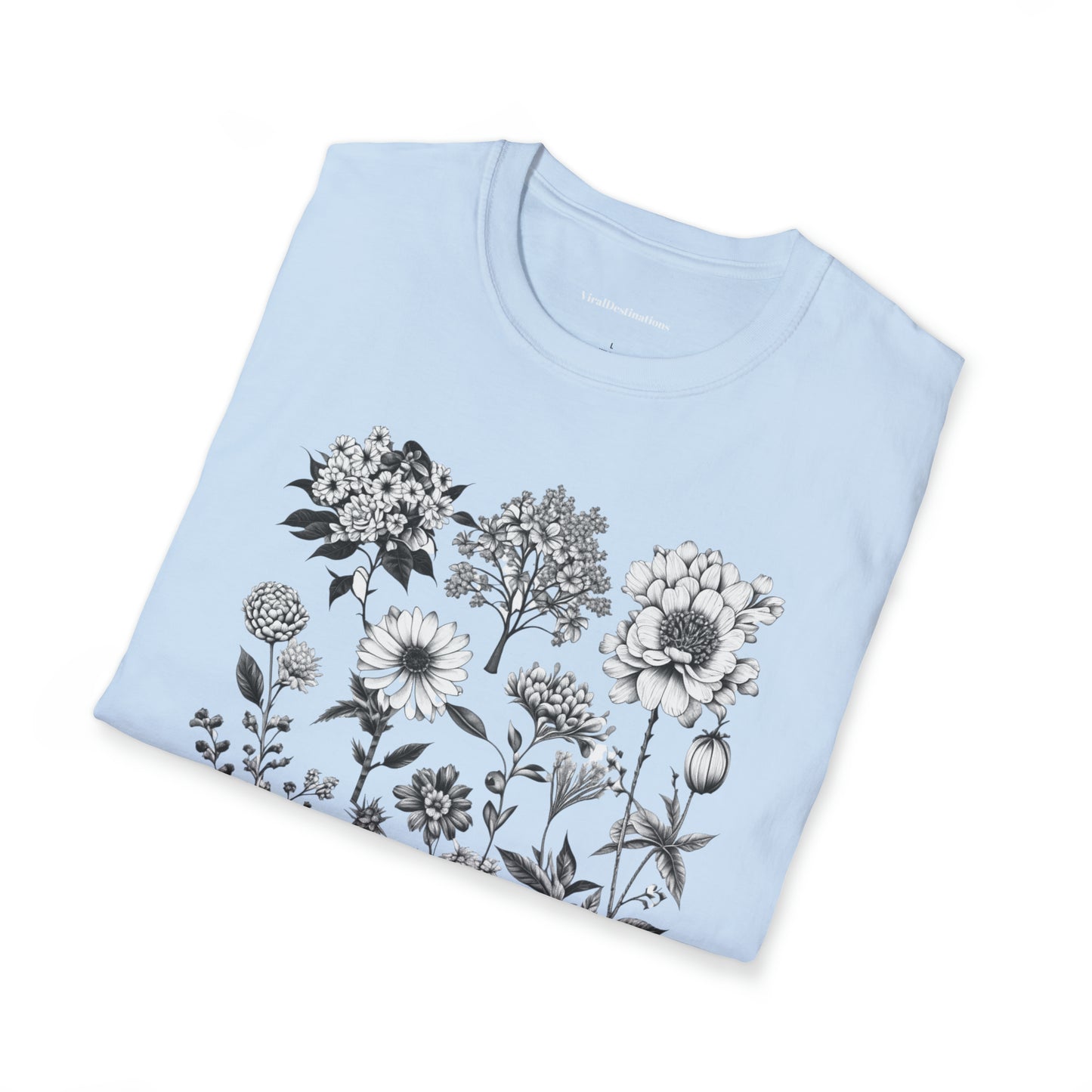 Vintage Drawing Floral Combo Lifestyle Trending Unisex Soft T-Shirt by ViralDestinations