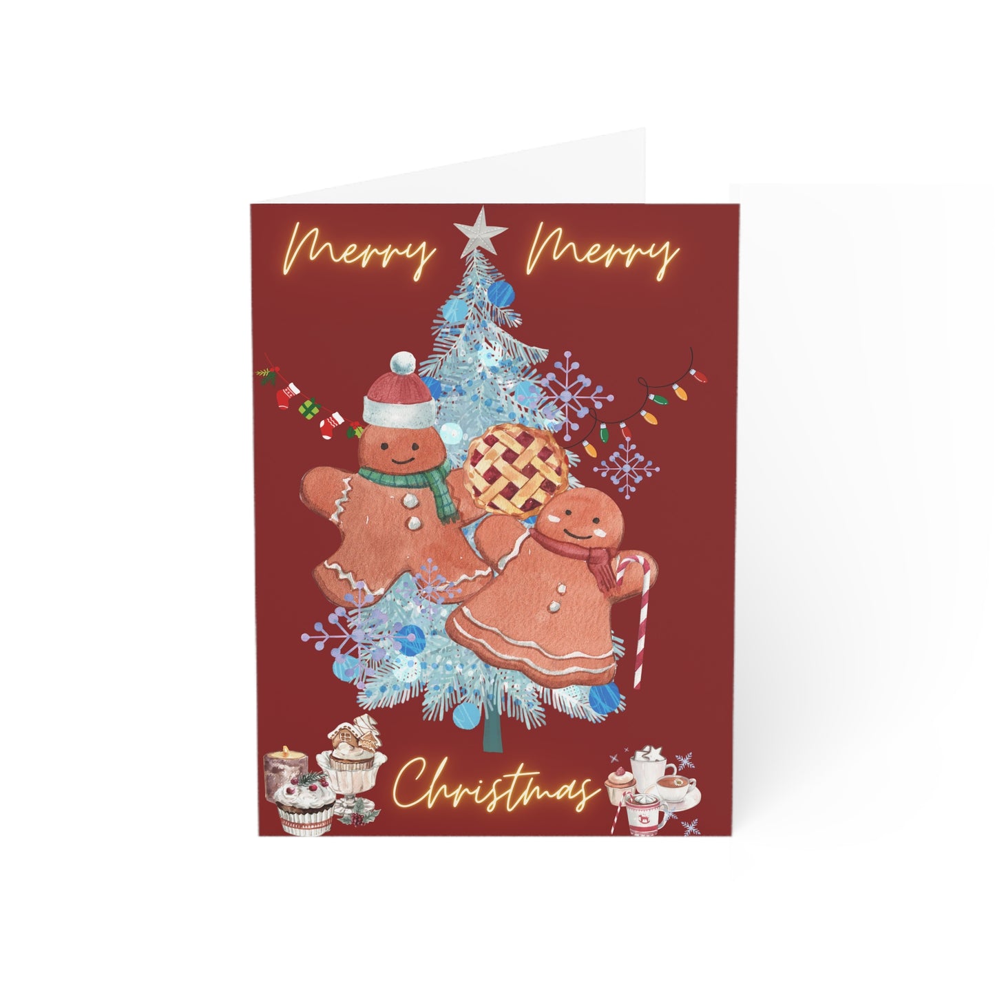 Merry Merry Christmas Holiday Greeting Cards 10pcs w/ envelopes by ViralDestinations - red