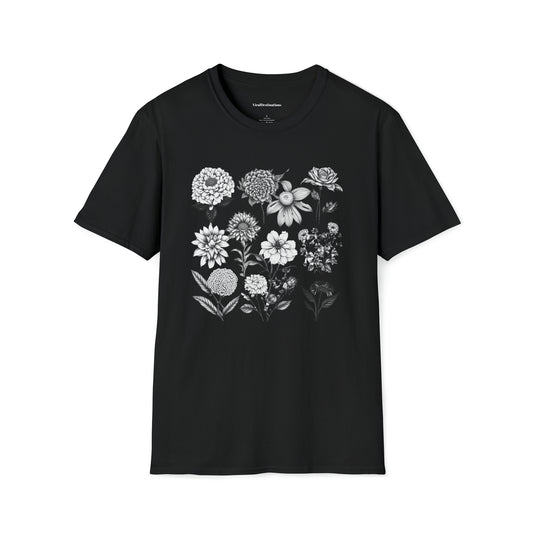 Vintage Drawing Floral Combo Lifestyle Trending Unisex Soft T-Shirt by ViralDestinations