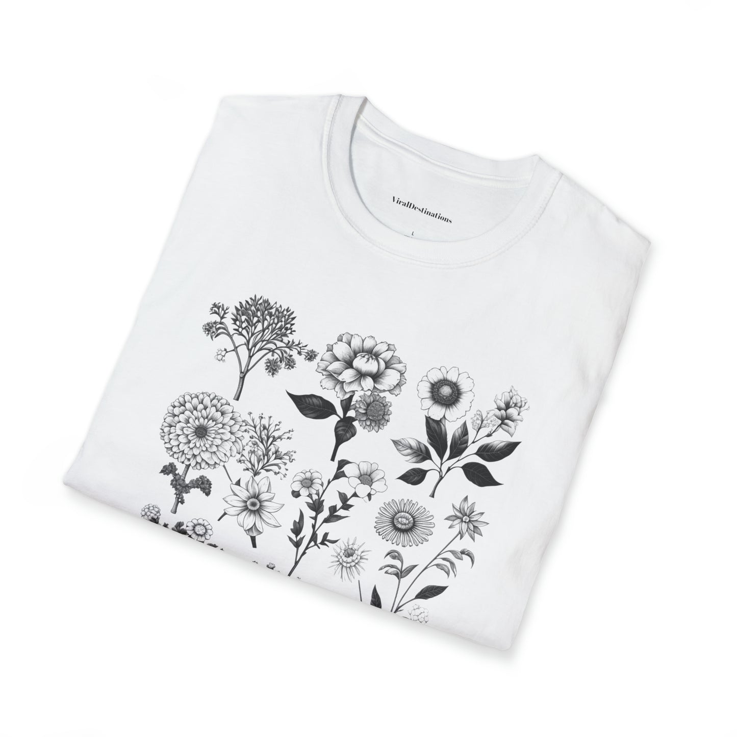 Vintage Drawing Floral Combo Lifestyle Trending Unisex Soft T-Shirt by ViralDestinations