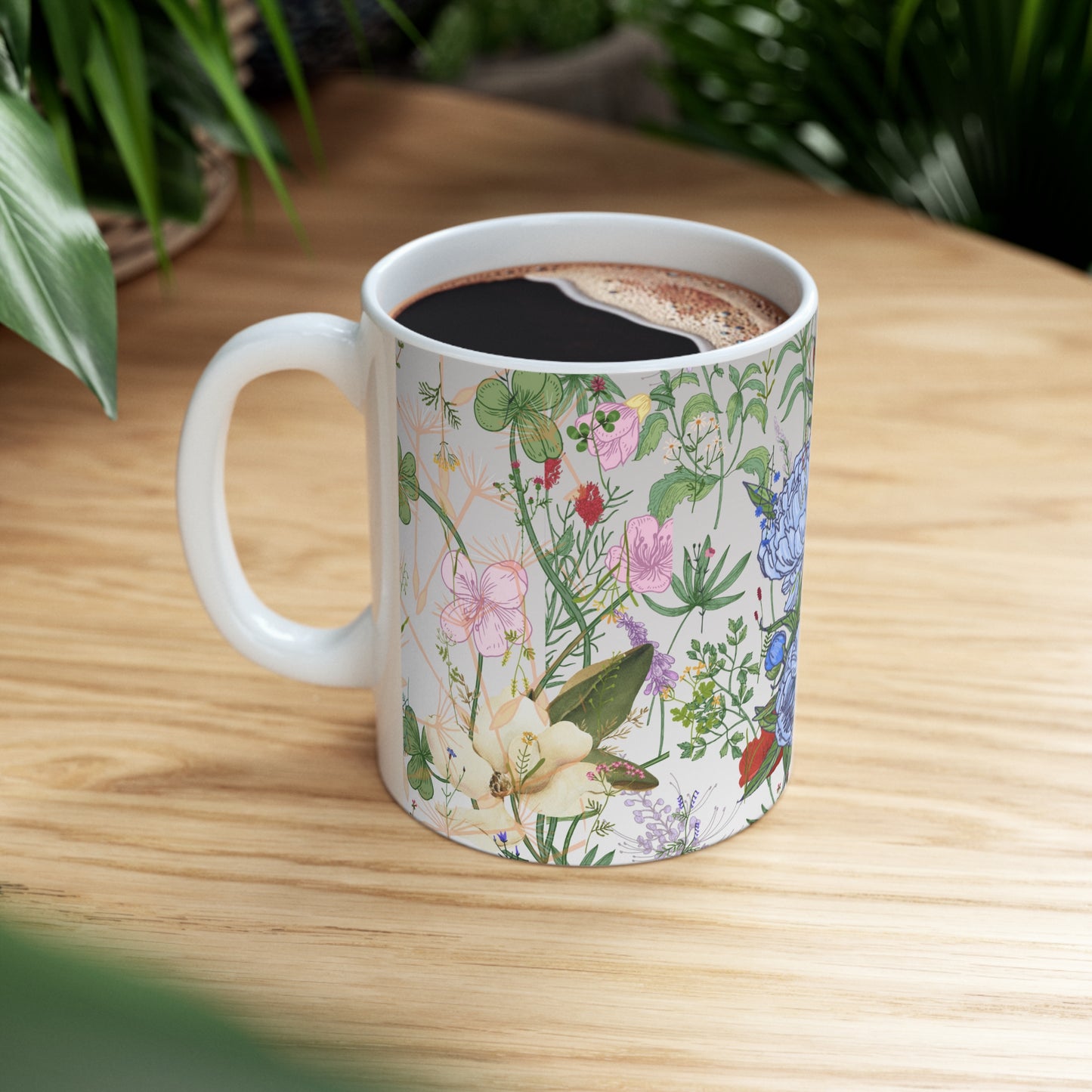 Botanical Floral Silhouette Ceramic Mug by ViralDestinations™