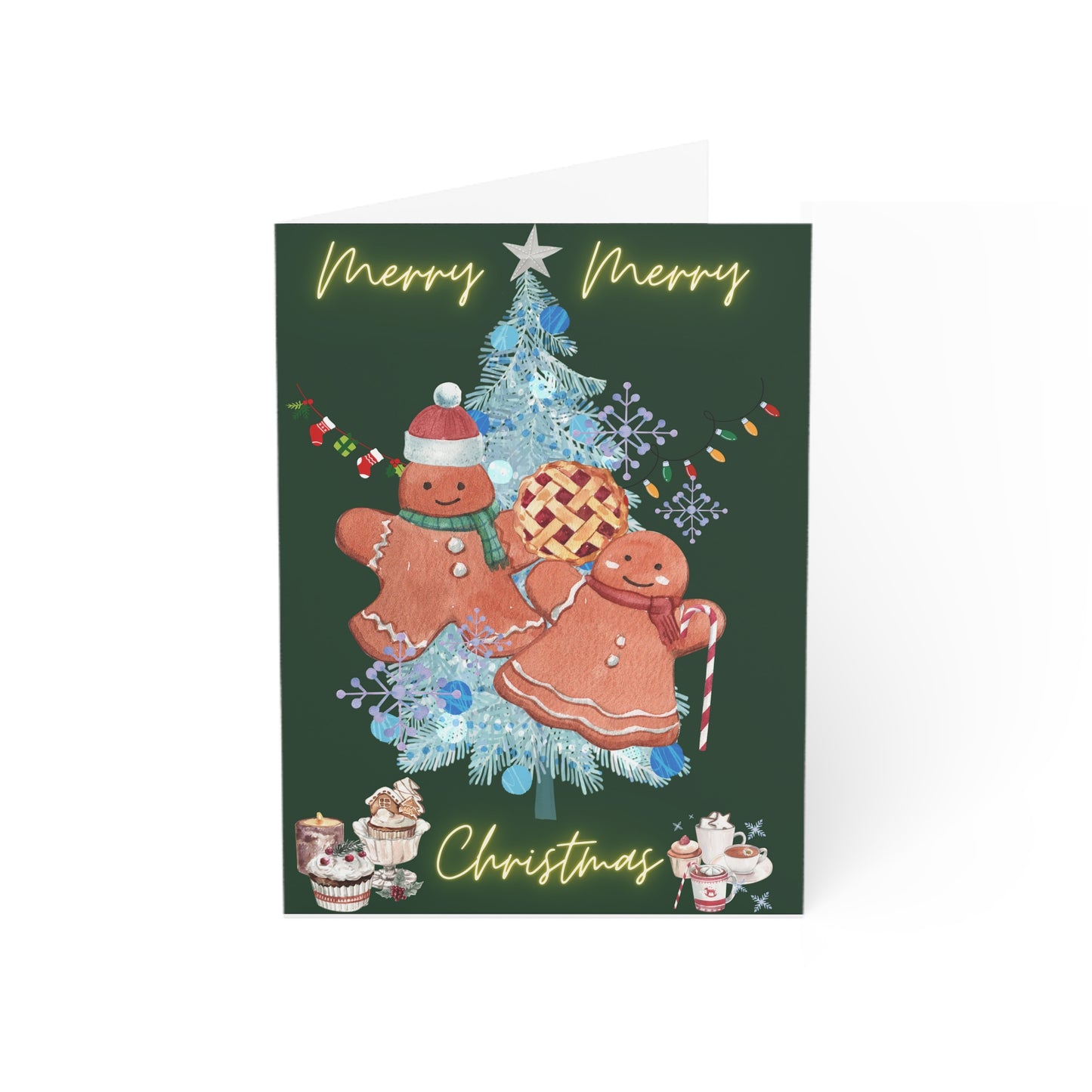 Merry Merry Christmas Holiday Greeting Cards 10pcs w/ envelopes by ViralDestinations - green