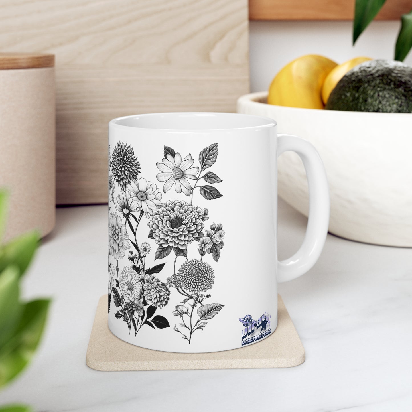 Floral Forest Vintage Drawing Ceramic Mug by ViralDestinations