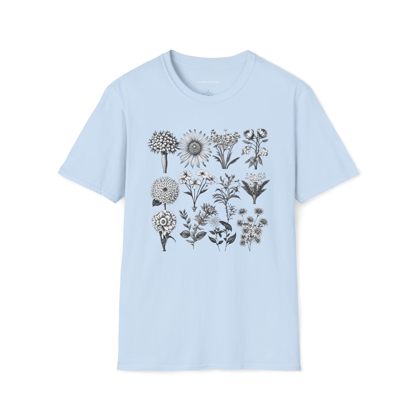 Vintage Drawing Floral Combo Lifestyle Trending Unisex Soft T-Shirt by ViralDestinations