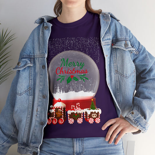 Merry Christmas Crystal Ball Lifestyle Trending Unisex Heavy Cotton Tee by ViralDestinations