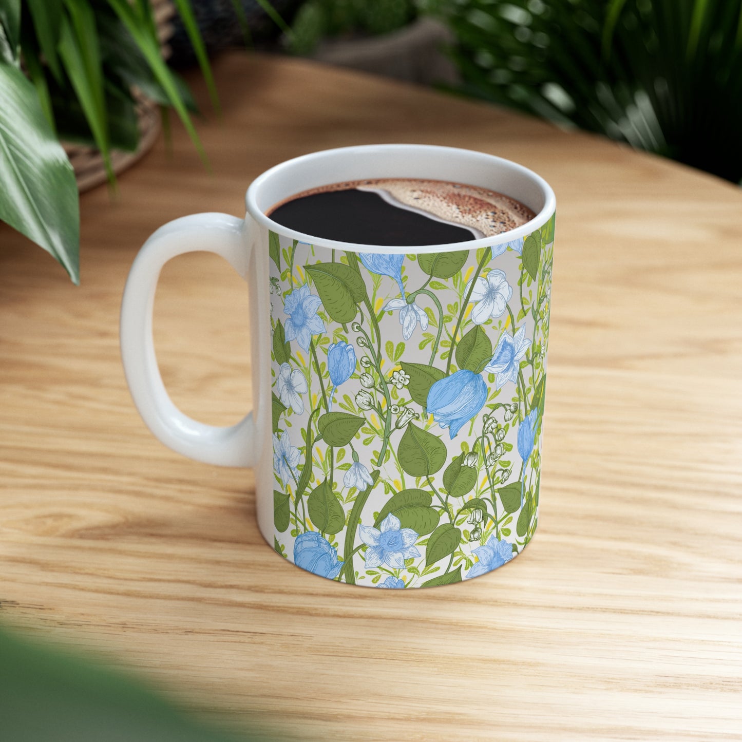 Tri-Color Theme Floral Ceramic Mug by ViralDestinations™