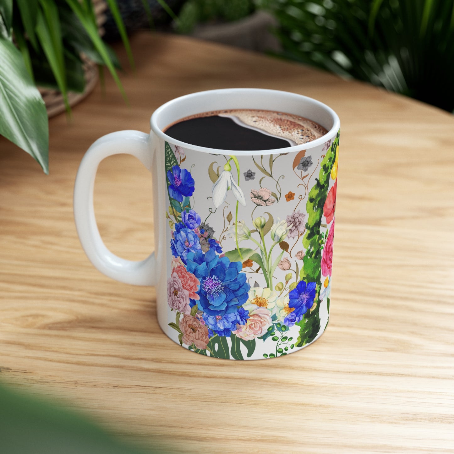 Botanical Floral Basket Design Ceramic Mug by ViralDestinations™