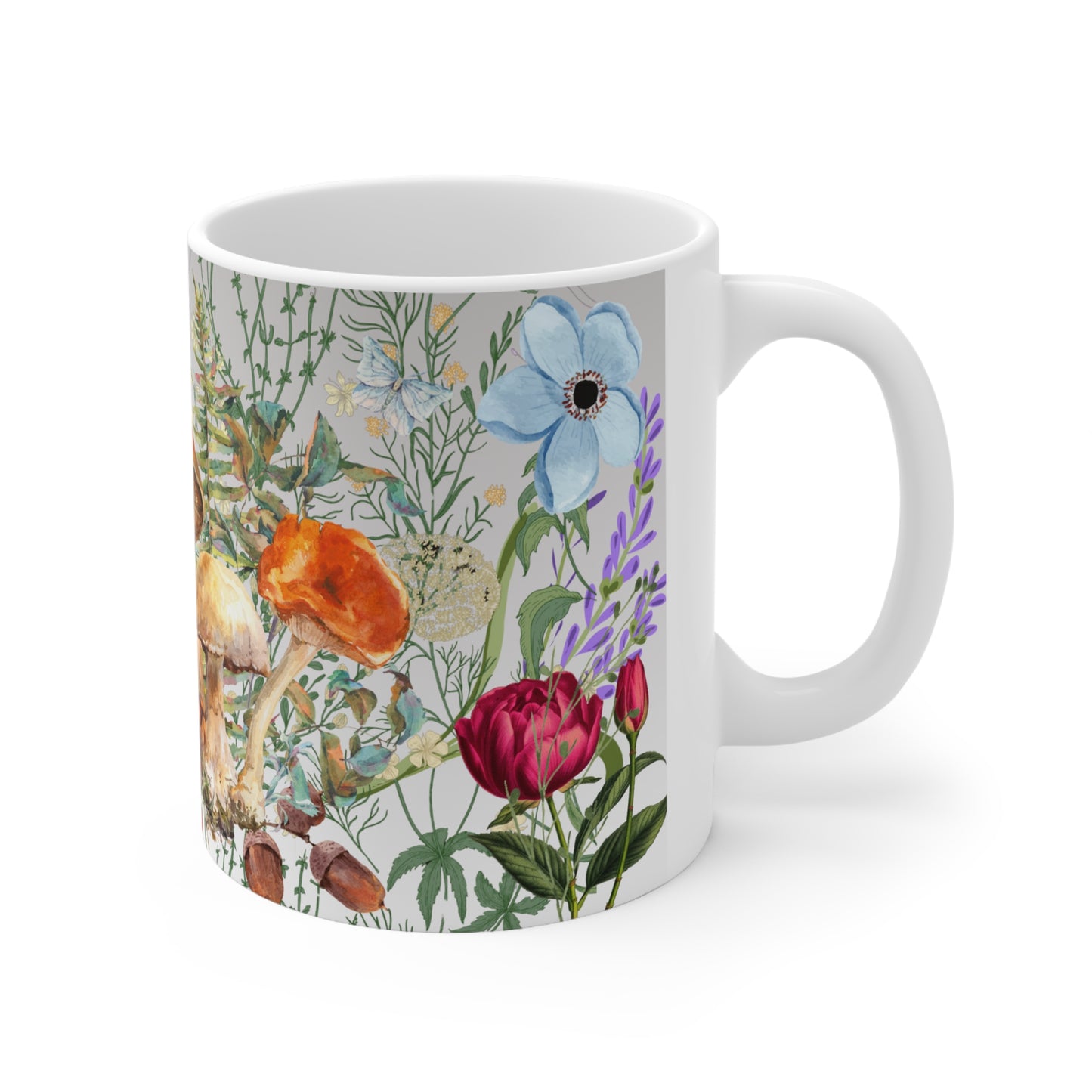 Floral Botanical Mushroom Design Ceramic Mug by ViralDestinations™