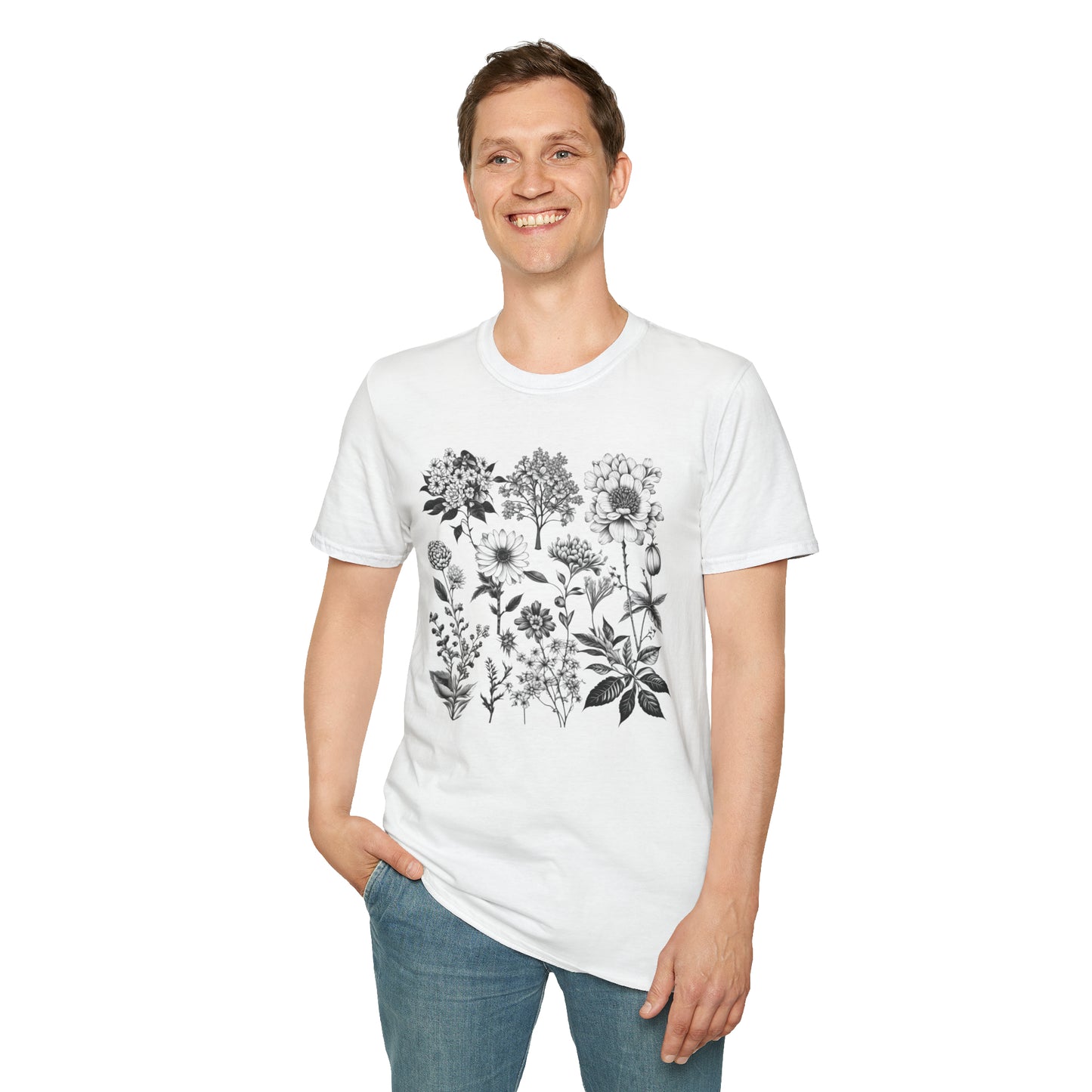 Vintage Drawing Floral Combo Lifestyle Trending Unisex Soft T-Shirt by ViralDestinations