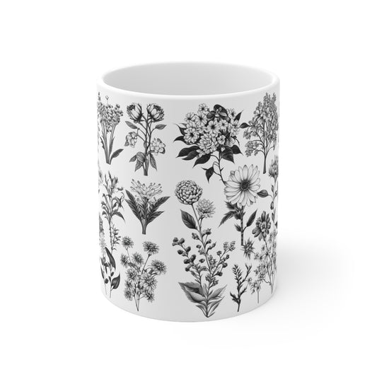 Floral Forest Vintage Drawing Ceramic Mug by ViralDestinations