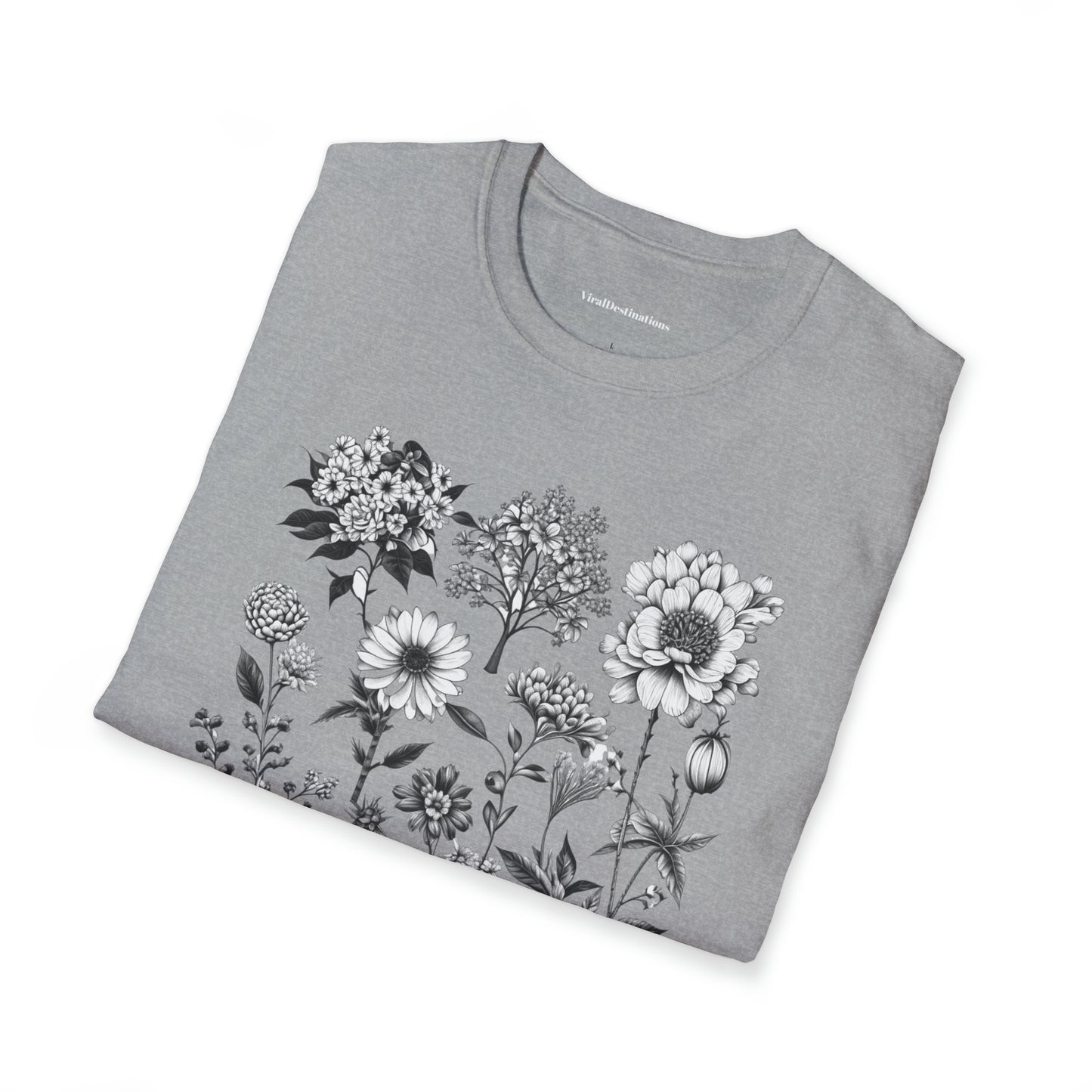 Vintage Drawing Floral Combo Lifestyle Trending Unisex Soft T-Shirt by ViralDestinations