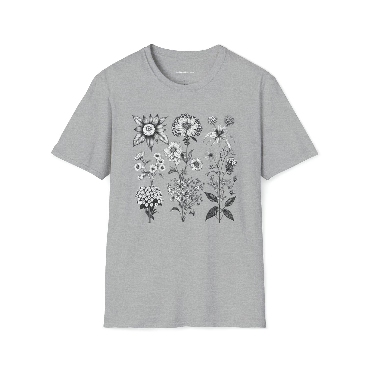 Vintage Drawing Floral Combo Lifestyle Trending Unisex Soft T-Shirt by ViralDestinations