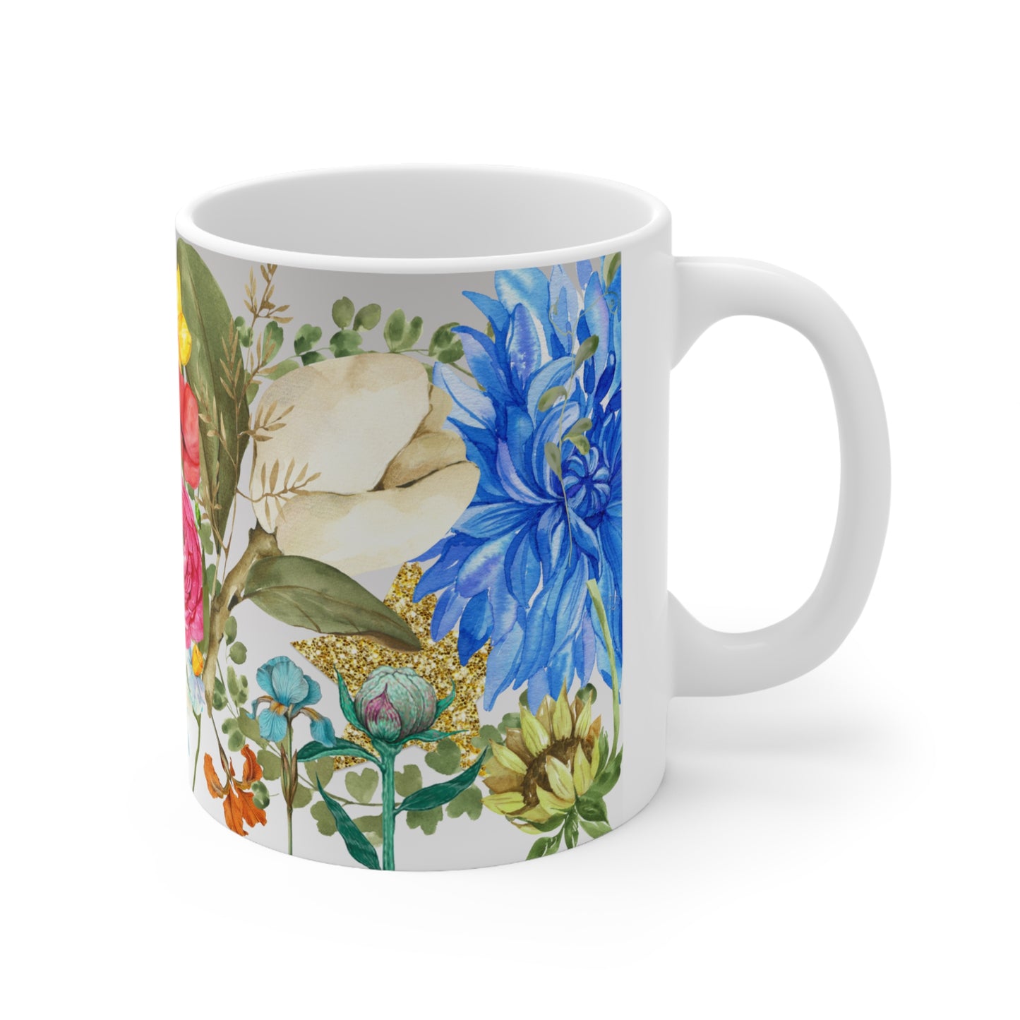 Botanical Floral Golden Star Ceramic Mug by ViralDestinations™