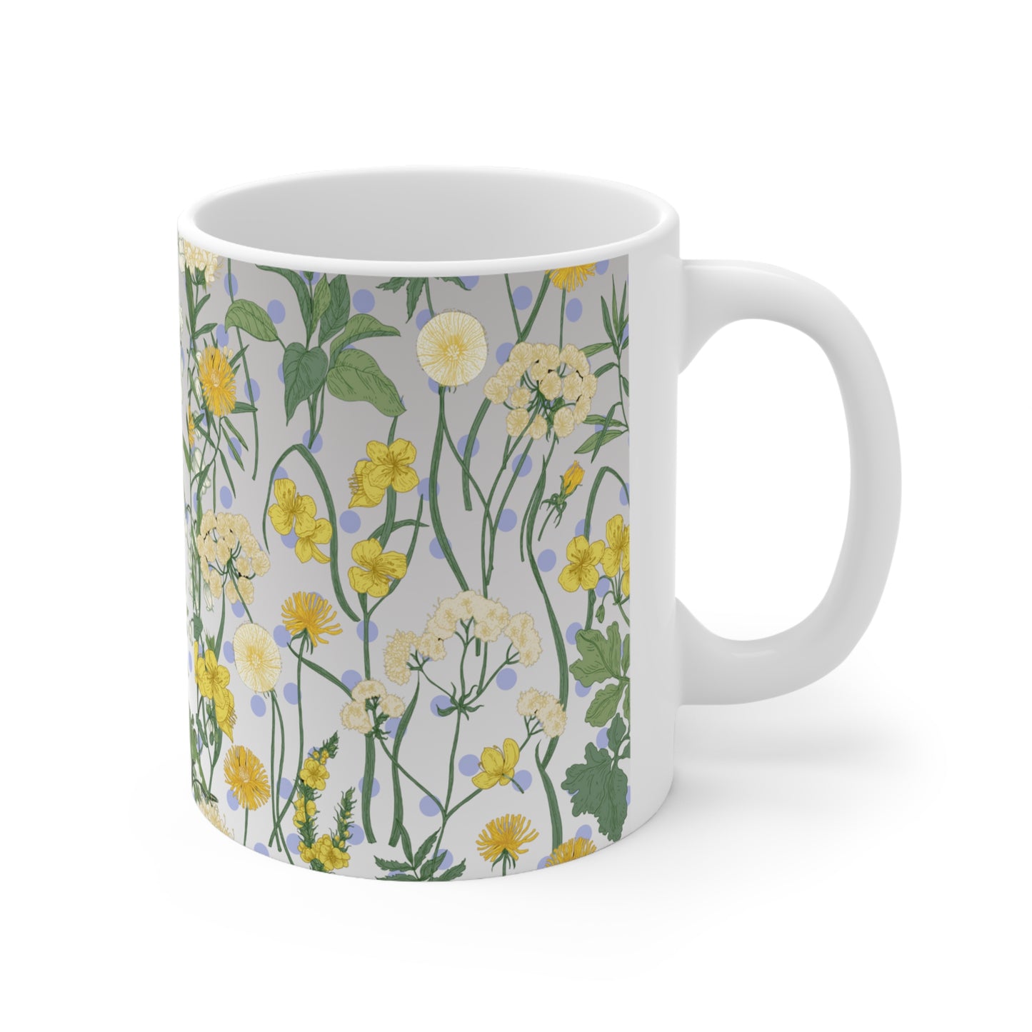 Transparent Poka Dot Floral Ceramic Mug by ViralDestinations™